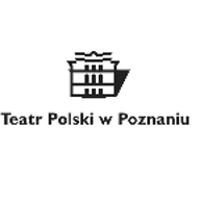 logotyp Teatru Polskiego przedstawiający rysunek frontu Teatru na białym tle, poniżej czarny podpis "Teatr Polski w Poznaniu"