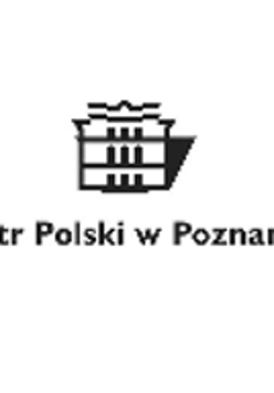 logotyp Teatru Polskiego przedstawiający rysunek frontu Teatru na białym tle, poniżej czarny podpis "Teatr Polski w Poznaniu"