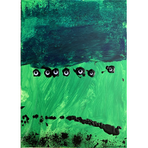 Obraz Maksymiliana Czechlewskiego Galeria FWD.jpg (pawie oka na zielonym tle).