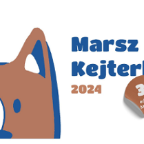 Obraz jest plakatem spaceru z psem o nazwie "Marsz Kejterka" w Poznaniu, Polska. Plakat przedstawia rysunkowego psa i tekst "Marsz Kejterka 2024 3. edycja Marszu POZnan". Dodatkowo na plakacie znajduje się mała ikona psa z sercem.