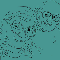 Rysunek ołówkiem kobiety i mężczyzny.