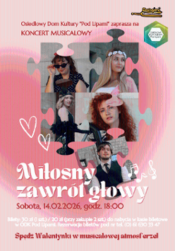 Grafika przedstawia zdjęcia pięciu wykonawców w kostiumach stylizowanych na różne epoki, wpisane w kształty puzzli.