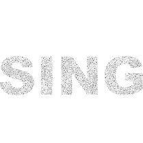 Z małych czarnych nutek ułożony napis "sing".
