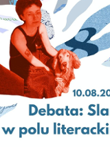 Kolorowa grafika a na niej sylwetka czterech osób. Od lewej kobieta z psem, potem dwóch mężczyzn i na końcu dziewczyna z psem.