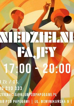 Grafika, para tancerzy uchwycona w tanecznych pozach, za nimi tło sprawiające wrażenie wirującego, napisy informujące o wydarzeniu.