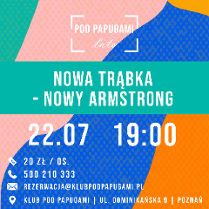 Grafika, kolorowe falujące tło a na niej napisy, które informują o wydarzeniu.