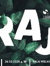 Grafika przedstawia papugi na tle liści i napisy.