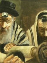 obraz przedstawiający siedzących Żydów