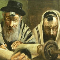 obraz przedstawiający siedzących Żydów