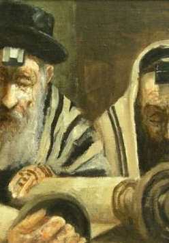 obraz przedstawiający siedzących Żydów