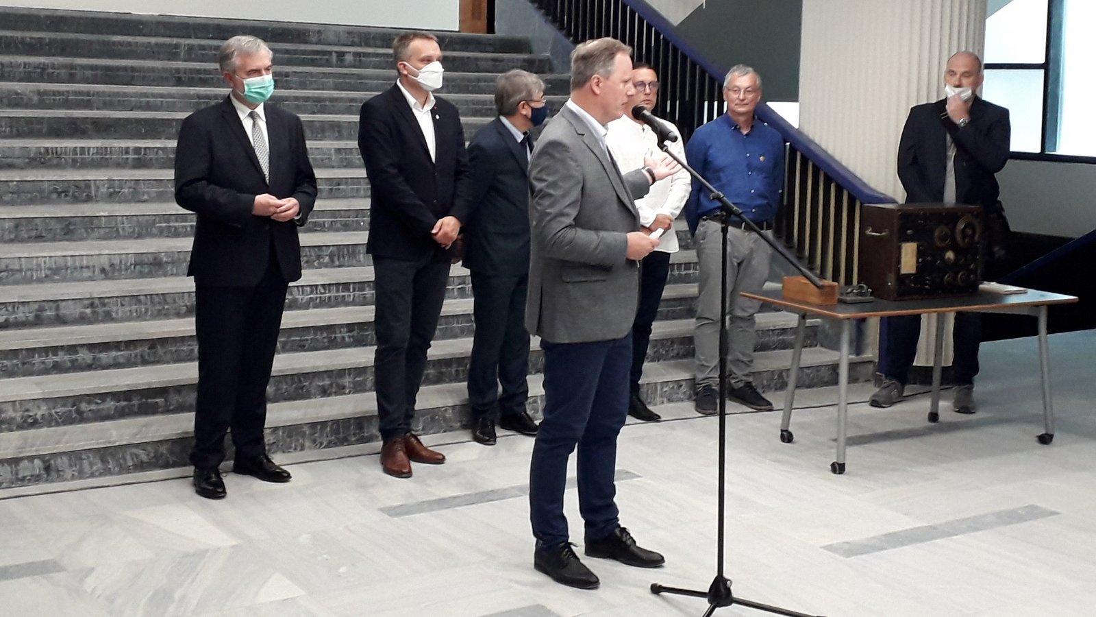 Konferencja prasowa w Centrum Szyfrów Enigma (w budowie), fot. WMP