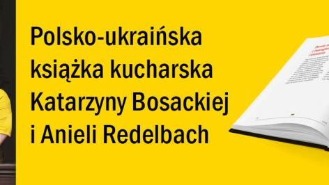 Plakat reklamowy książki. Po lewej okładka, po prawej zdjęcie rozkładówki z opisem.