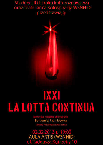 "IXXI - la lotta continua" pokaże 2.02. WSNHiD - grafika artykułu