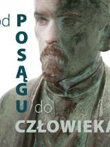 Popiersie Henryka Sienkiewicza, obok informacje o wystawie.