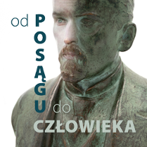 Popiersie Henryka Sienkiewicza, obok informacje o wystawie.