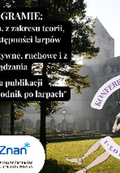 Plakat reklamujący Ogólnopolską Konferencję Larpową KoLa 2024. Widok na Zamek Cesarski, kukiełka i informacje o wydarzeniu.