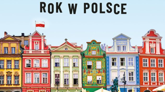 Okładka książki "Anglik w Poznaniu". Widać na niej kolorowe kamienice na Starym Rynku w Poznaniu. Tło jest błękitne, radosne. - grafika artykułu