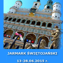 plakat - udekorowany ratusz na niebieskim tle