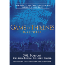 Dyrygent i orkiestra. Tło niebieskie