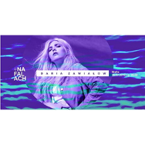 Plakat, Tło błękitno-fioletowe fale. Na środku Daria Zawiałow.