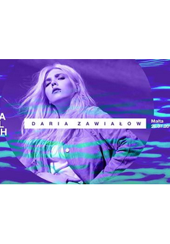 Plakat, Tło błękitno-fioletowe fale. Na środku Daria Zawiałow.