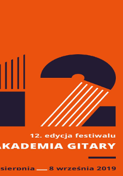 Pomarańczowe tło. Liczba 12 w kolorach: białym i granatowym