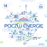 Napis "Poczuj energię", grafika w tle