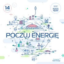 Napis "Poczuj energię", grafika w tle
