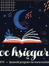 Plakat: księżyc, otwarta książka, liście