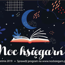 Plakat: księżyc, otwarta książka, liście