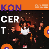 Plakat: członkowie zespołu na scenie