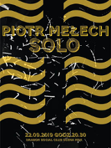 Plakat: żółte fale na czarnym tle, i białe rysy.