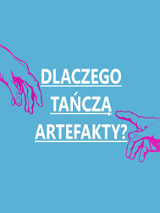 Plakat, dłonie + biały napis na niebieskim tle