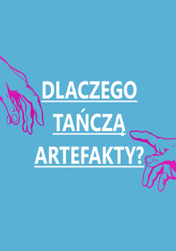 Plakat, dłonie + biały napis na niebieskim tle