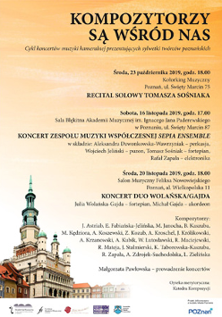 Plakat wydarzenia. W lewym dolnym rogu ratusz w Poznaniu