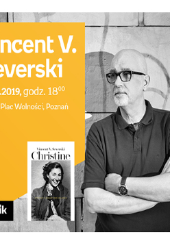 Plakat wydarzenia ze zdjęciem pisarza