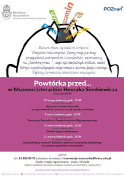 Plakat wydarzenia z informacjami o spotkaniach