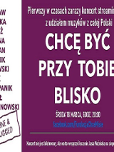 Białe napisy na fioletowym tle