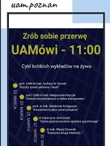 Plakat wydarzenia - białe napisy na granatowym tle