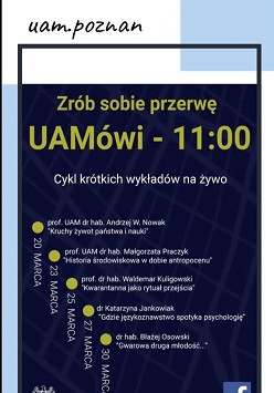 Plakat wydarzenia - białe napisy na granatowym tle