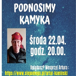 Plakat ze zdjęciem Grabaża, jednego z artystów