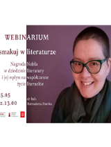 Plakat wydarzenia ze zdjęciem prowadzącej webinarium