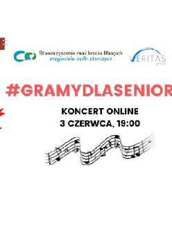 Na białym tle czerwone i czarne napisy. Po lewej stronie gitara.
