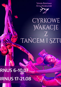 Tańczące dziewczyny w kolorach różowych i fioletowych.