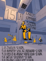 Kolorowy plaktat reklamujący trasę koncertową.