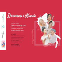 Po prawej aktorzy grający w spektaklu, po lewej napisy informujące o wydarzeniu, czerwone tło.