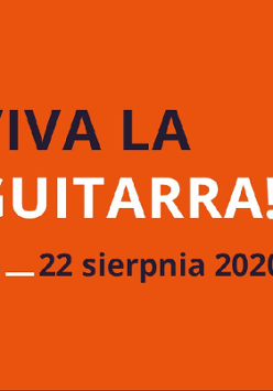 Na pomarańczowym tle napis Viva la guitarra! i termin festiwalu 15-22.08.2020.