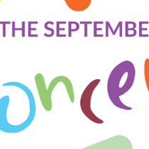 Plakat. Napis the september concert literami w różnych kolorach