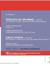 Na szarym tle białe napisy. Widnieją nazwiska wykonawców i tytułu utworów które wykonają. Informacja w opisie wydarzenia.