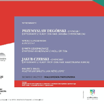 Na szarym tle białe napisy. Widnieją nazwiska wykonawców i tytułu utworów które wykonają. Informacja w opisie wydarzenia.